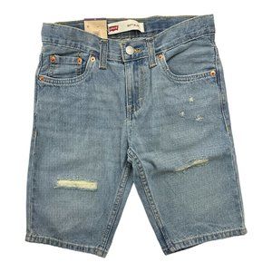 Levi's Boy's 511 Slim Fit Distressed Denim Shorts Adjustable Waistband